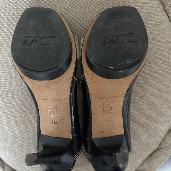 Donald J Pliner platform Healed Sandals slip canvas and leather - Picture 10 of 12